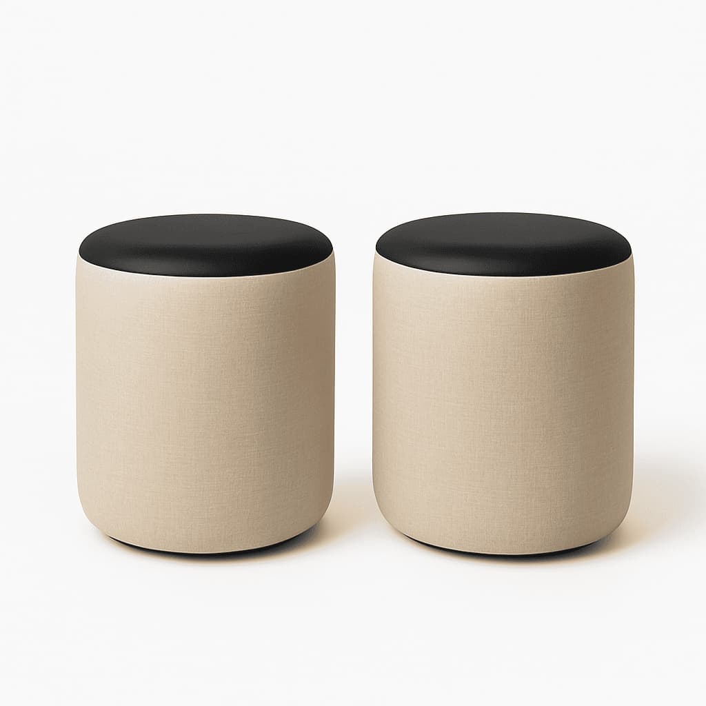 KIT PUFF CORINO DECORATIVO LUXO PARA SALA QUARTO  - 2 UNIDADES PRETO.