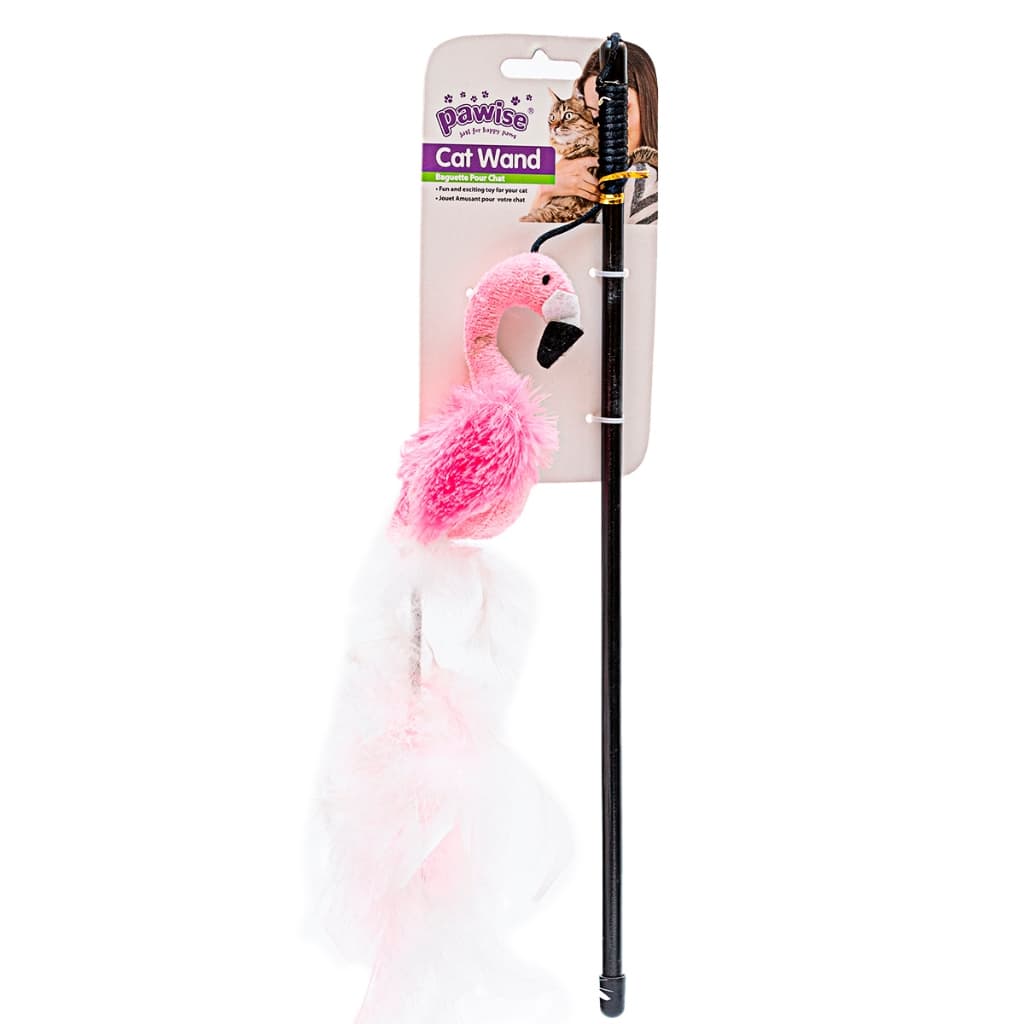 Varinha Pawise para Gatos – Flamingo com Plumas, Brinquedo Interativo e Estimulante