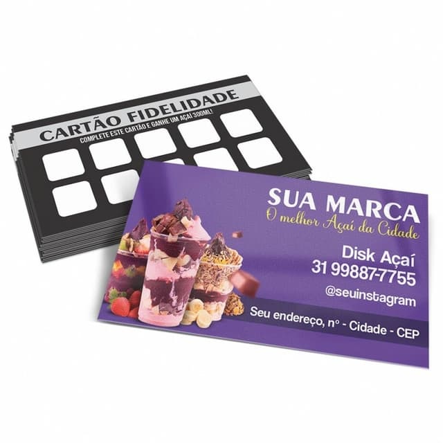 CARTÃO FIDELIDADE PERSONALIZADO frente e verso mas  COM VERNIZ somente na frente