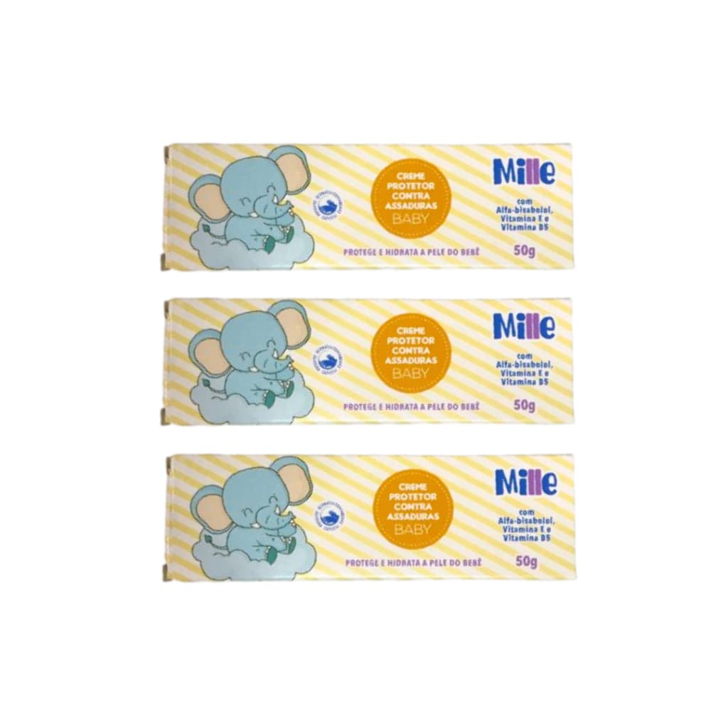 Kit 3 Pomadas para Bebê Prevenção De Assaduras Mille 50g