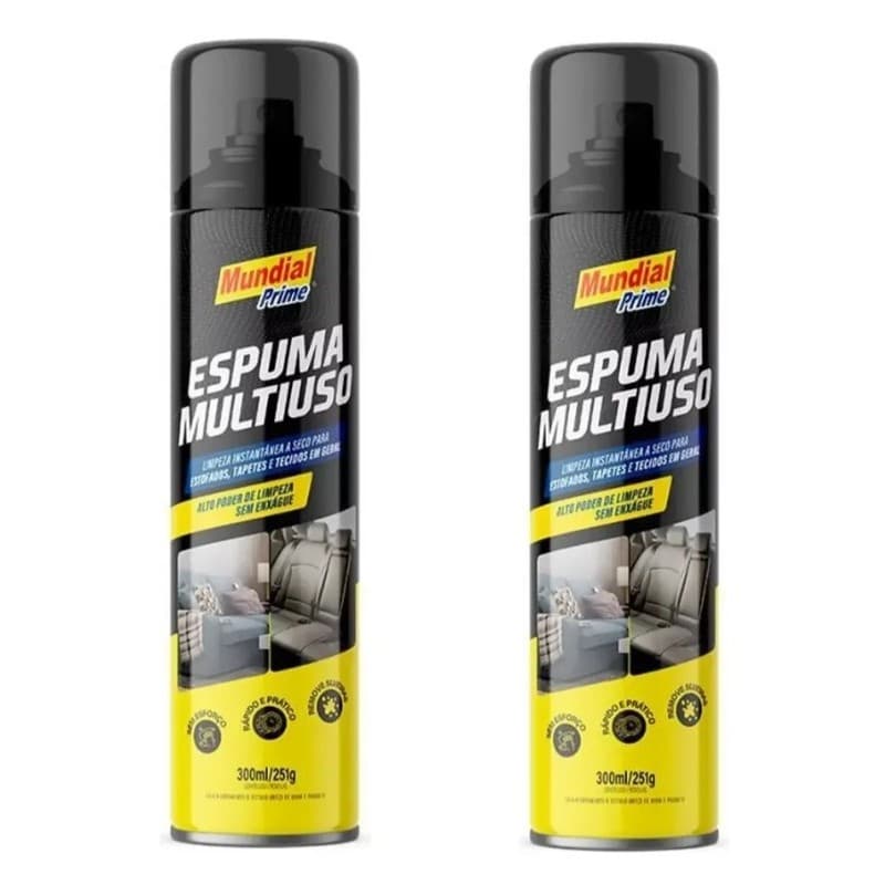 Espuma Multiuso Limpa Estofados Mundial Prime 300 Ml Kit C/2