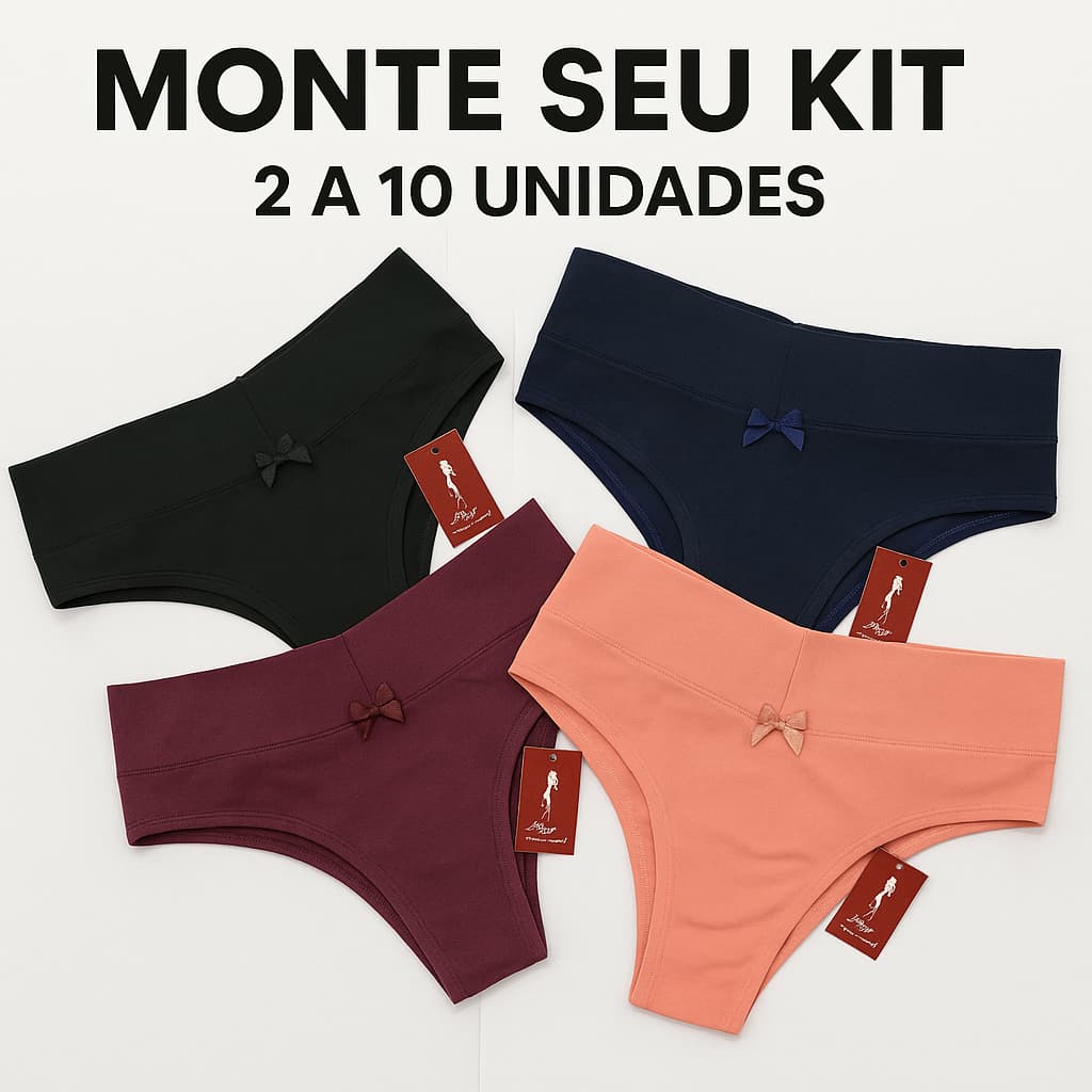 Kit Calcinha de algodão - cintura alta - Cós alto - Confortável 100% algodão - Calcinha gestação