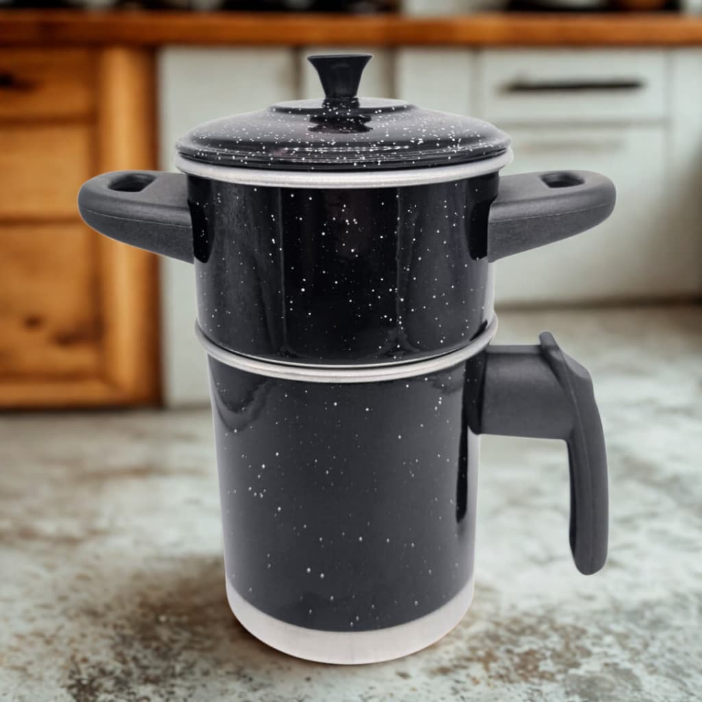 Cuscuzeira Pequena Porção Individual nº10  Preto Liso Praticidade e Sabor do Cuscuz Nordestino