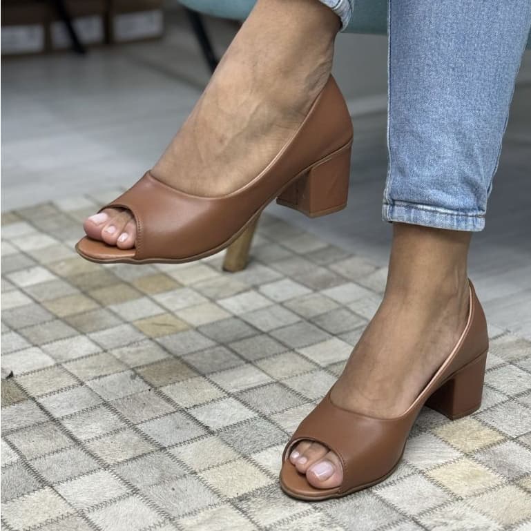Salto Social Peep Toe Confortável