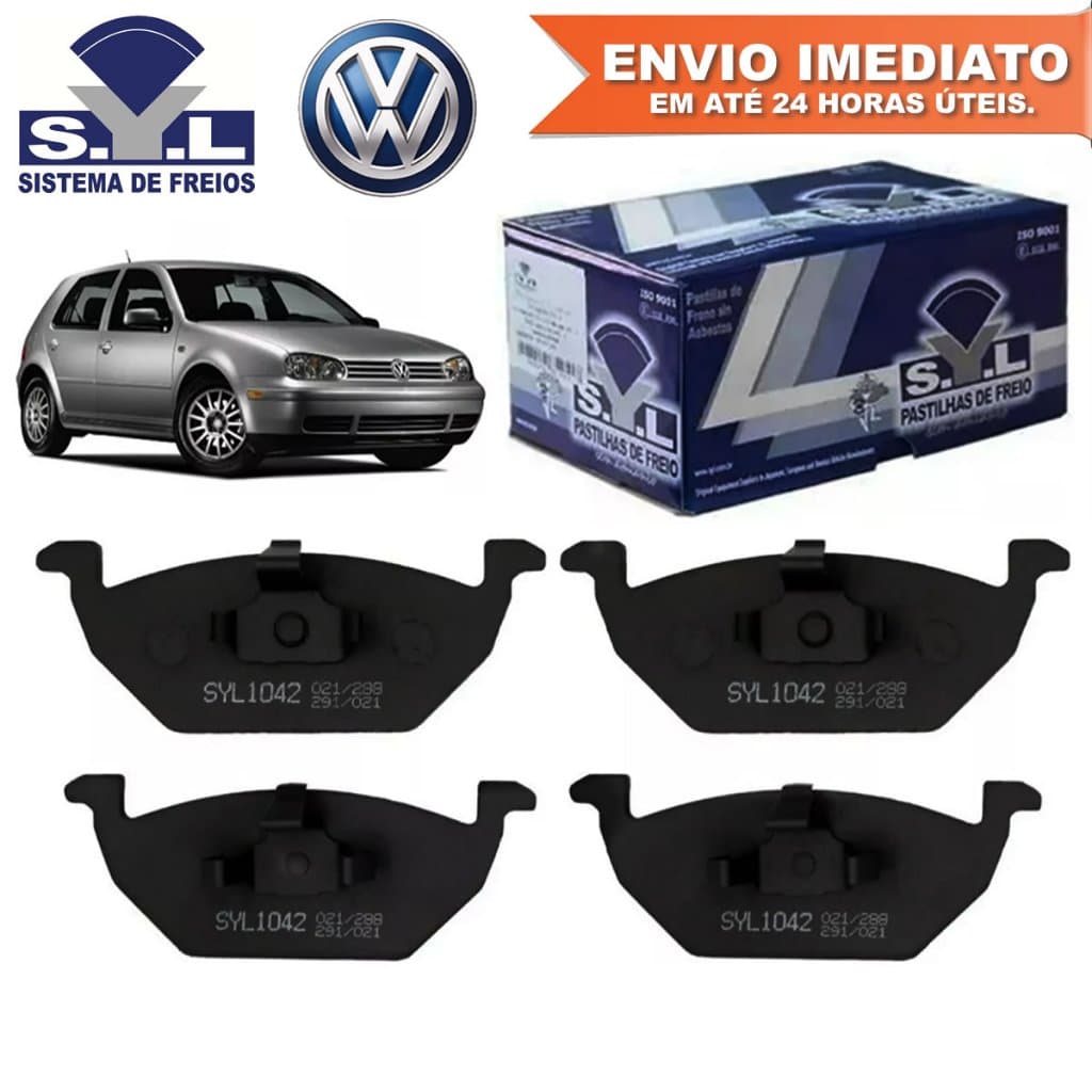 Pastilha Freio Dianteira Volkswagen Golf 2002 a 2013 MKIV 1.6 1.8 2.0 Kit SYL Novo Com Nota Fiscal