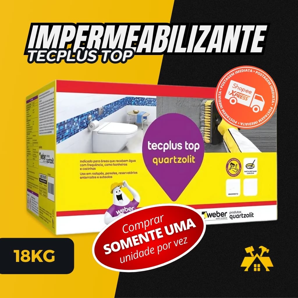 Impermeabilizante Tecplus Top Quartzolit 18kg Massa Polímérica Cozinha e Banheiros
