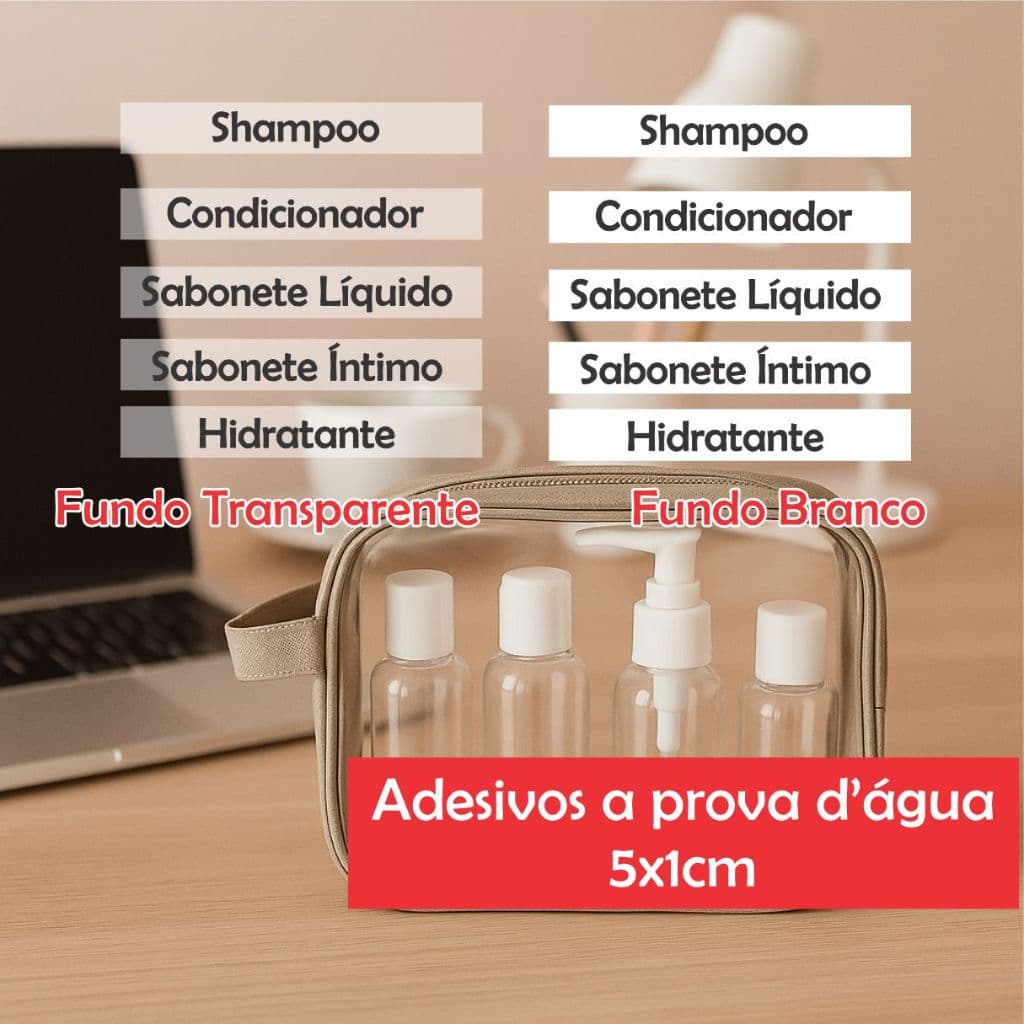 Adesivo Lavável frascos banheiro de Viagem necessaire organização  de  cosmésticos Shampoo Condicionador Hidratante