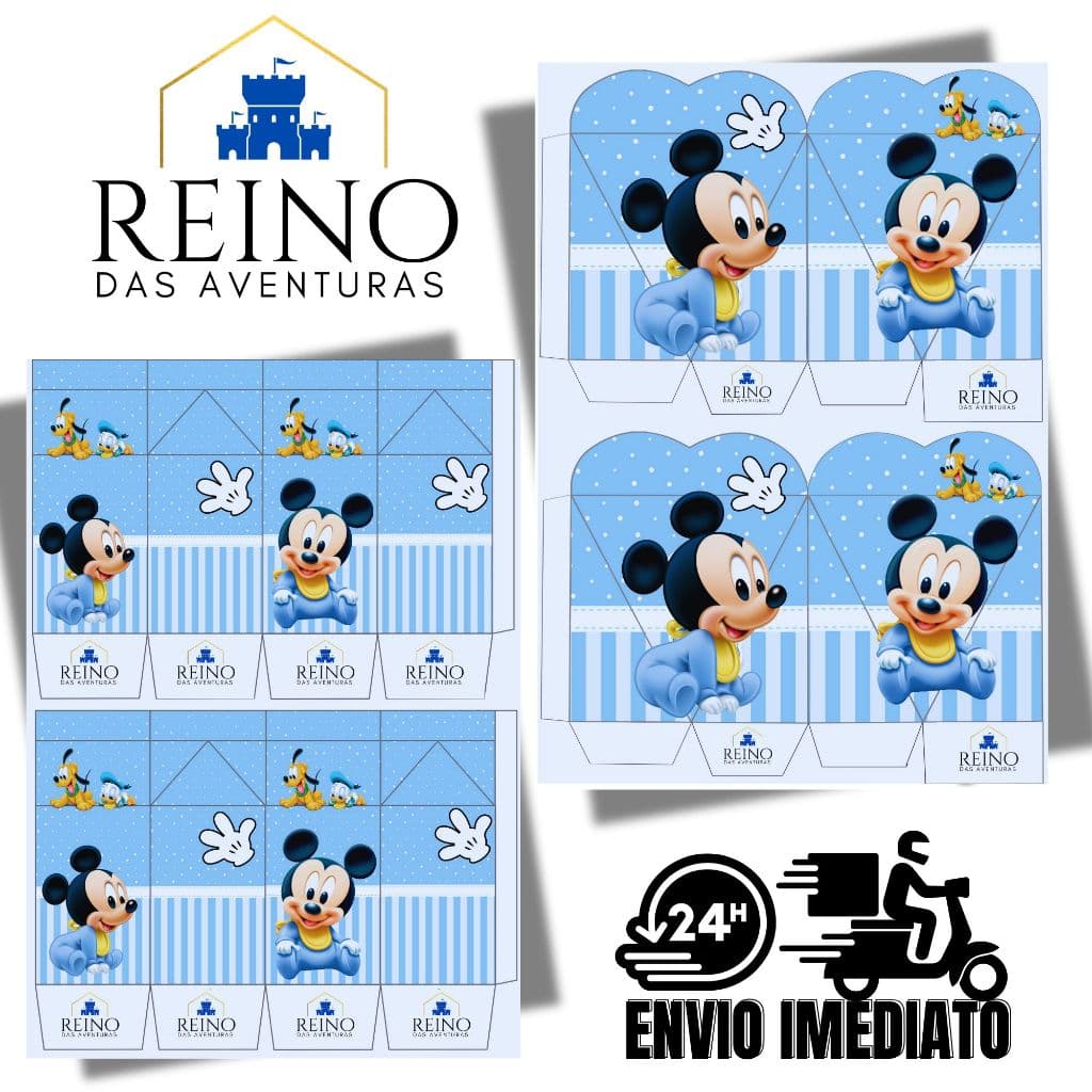 Envio imediato - Kit c/20und CAIXA MILK e CORAÇÃO lembrancinhas TEMA MICKEY BABY (sem nome)