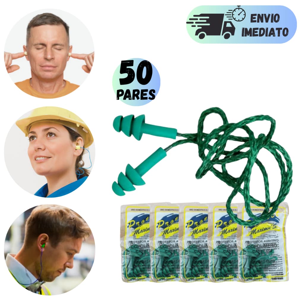 PROTETOR AURICULAR PARA OUVIDO PLUG 17dB VERDE CONTRA SONS E RUÍDOS ALTOS  PARA TRABALHO CONSTRUÇÃO E REFORMA COM CA