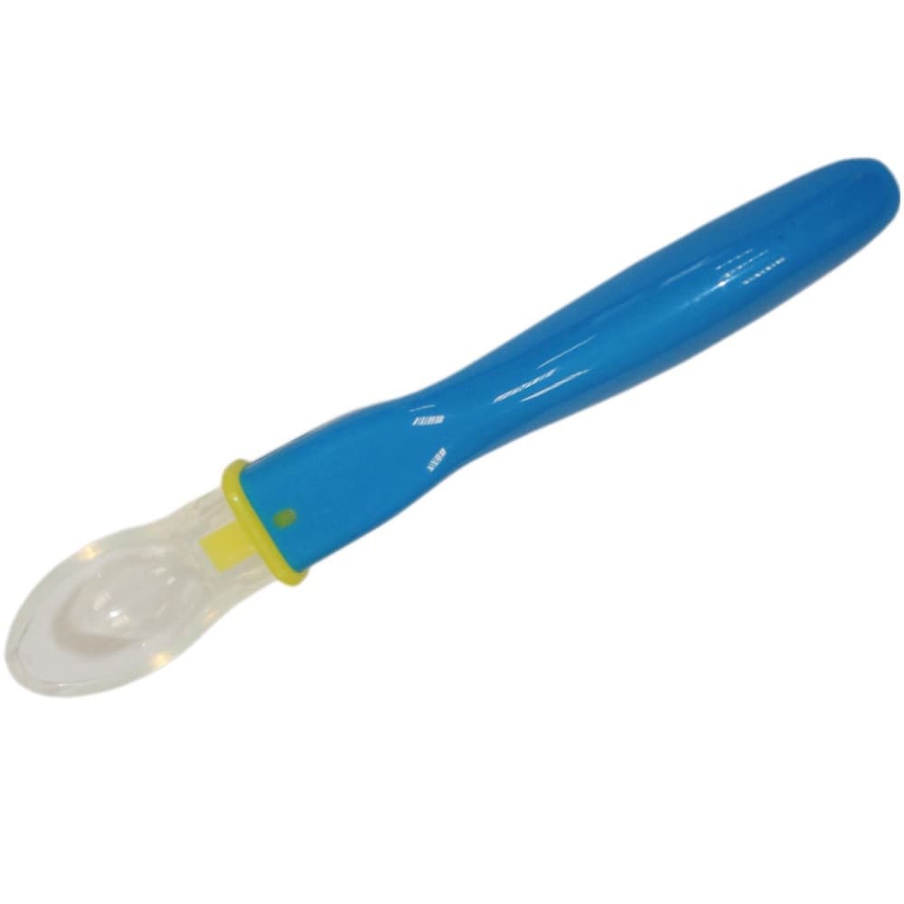 Colher De silicone Para Bebê BPA Free +0 M Azul Criança Primeira Alimentação Recém Nascido Ibimboo