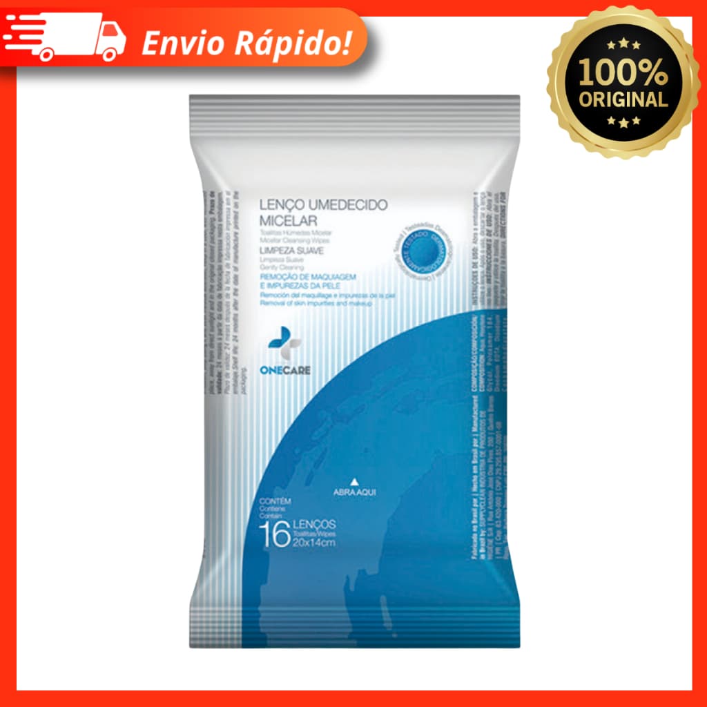 Toalha Umedecida Micelar One Care Sache Remove Maquiagem e Impurezas 16 Lenços 16x24
