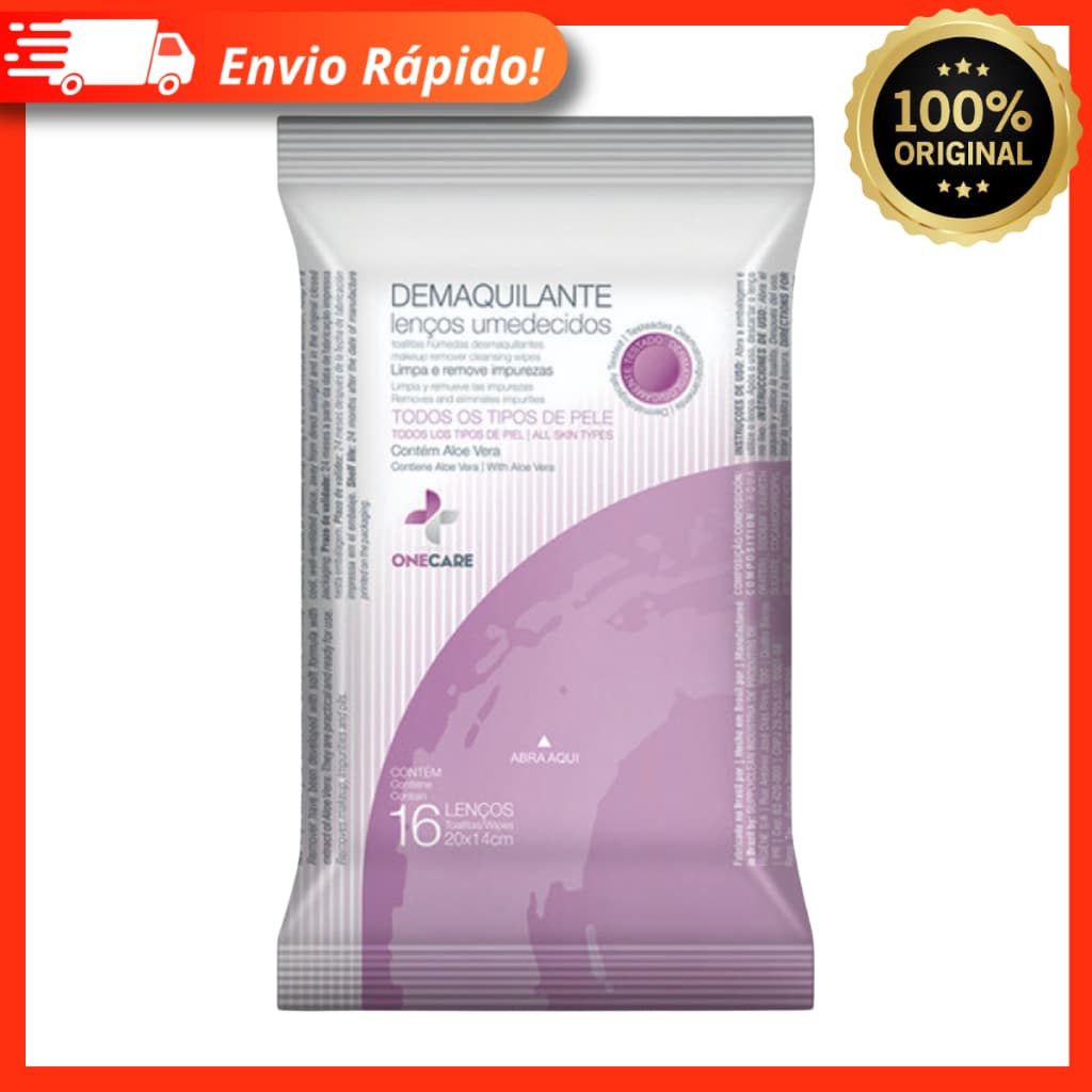 Toalha Umedecida Demaquilante One Care Limpa E Remove Impurezas 16 Unidades 20x14