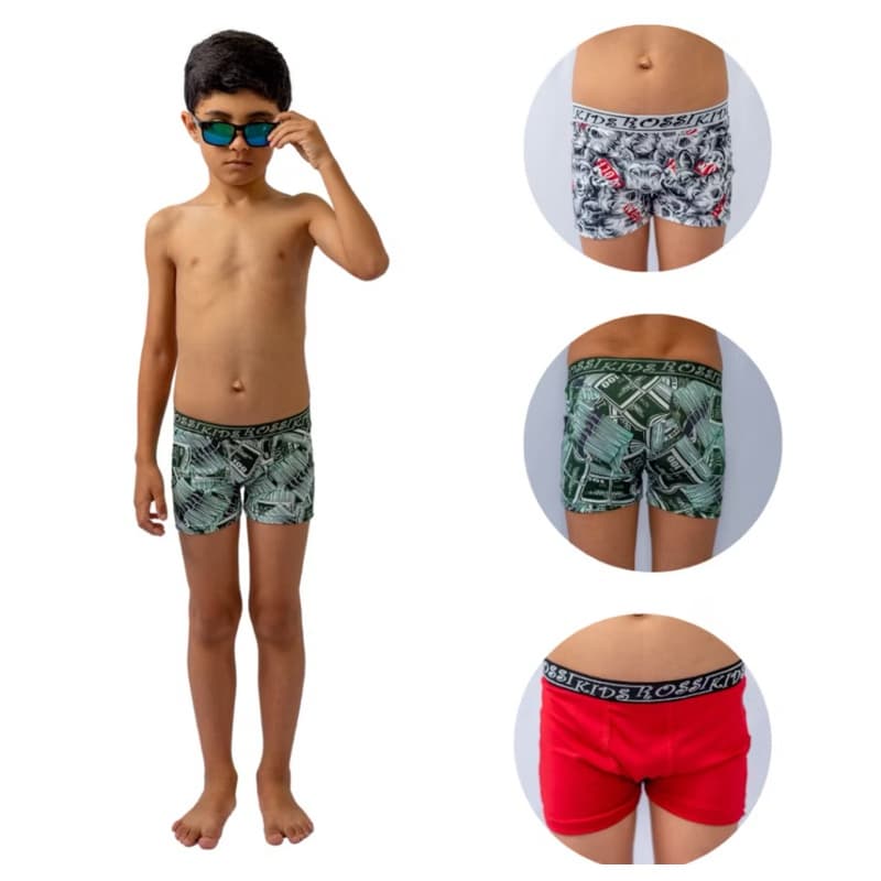 Kit 6 Cuecas Boxer Infantil Menino Poliéster