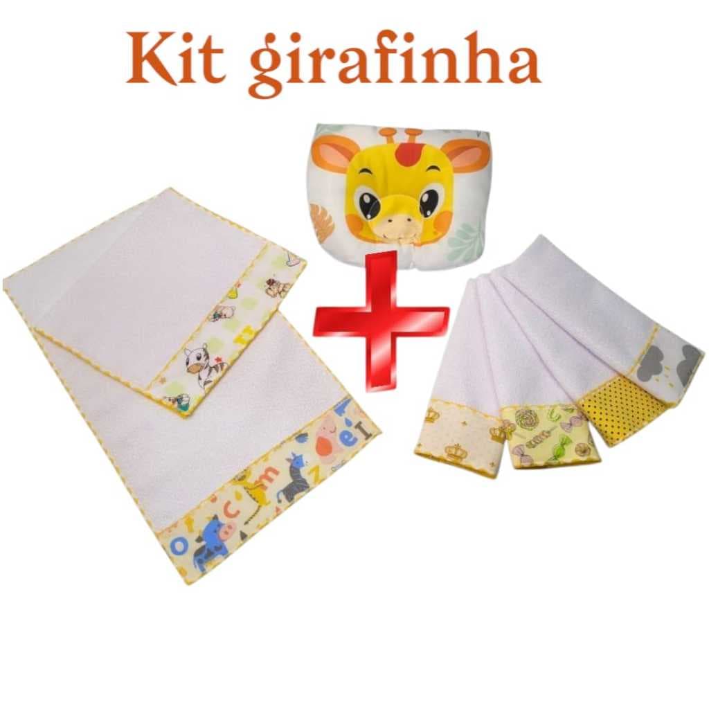 Kit Ombro Boca Atoalhado + Travesseiro Descanso Infantil Bebê