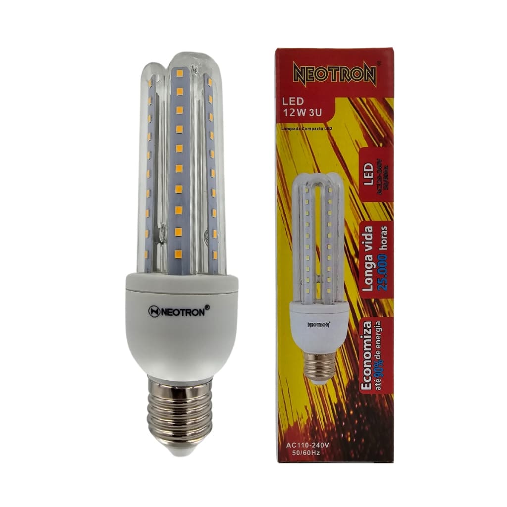 Lâmpada Led Compacta 12W 3000K Luz Amarela Branca Quente Bivolt 110/220V 3U Casa Espiga de Milho