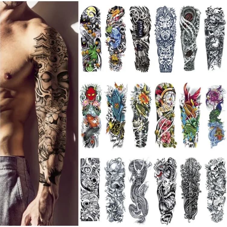 Tatuagem Temporária fake Braço Mão Perna Costas Unissex Longa Duração realista Resistente à água