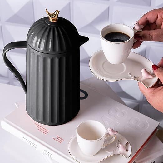 WOLFF - Garrafa Térmica Bird De Plástico Preta 600ml e 1L - Café Chá