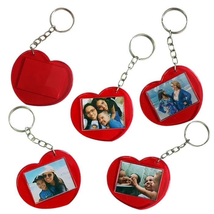 Chaveiro Coração Acrílico 3x4 P/ Personalizar - 12 Und - Lembrancinha