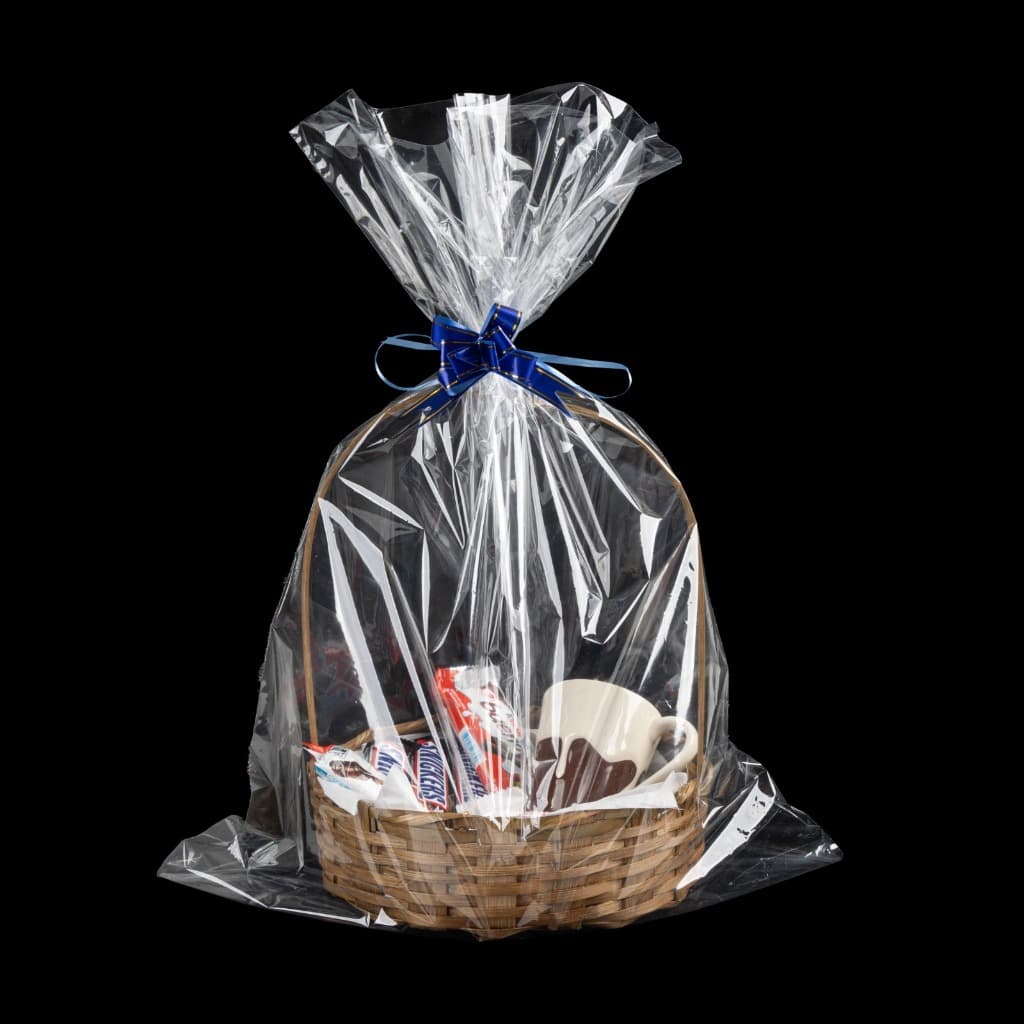 Sacos Para Cesta De Presentes + 10 Laços Café da manhã Natal Vários Tamanhos Tipo Celofane Premium