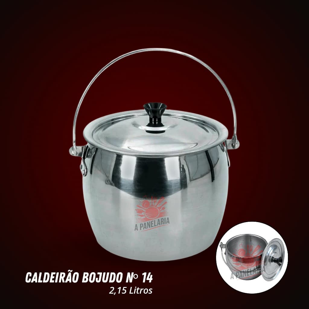 Caldeirão pequeno bojudo de aluminio nº 14 - 2,150 L
