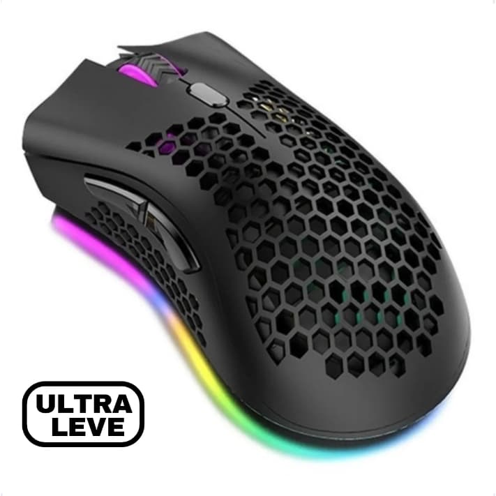 Mouse Gamer Ultra Leve Colmeia Para Jogo Rgb Chroma Ergonomico 7200 Dpi.