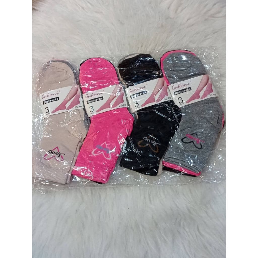 Meias Femininas Coloridas Cano Curto com Estampa de Coração – Kit 12 Pares Confortáveis e Respiráveis