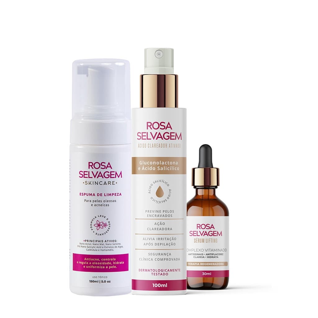 1 Ácido + 1 Espuma de limpeza + 1 Serum lifting  Rosa Selvagem