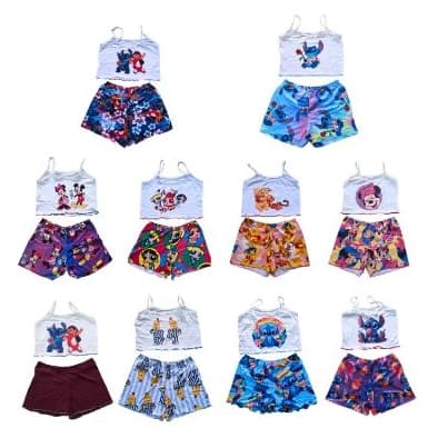Kit 4 Pijamas Feminino Curto Estampado Baby Dool Camisola Promoção !