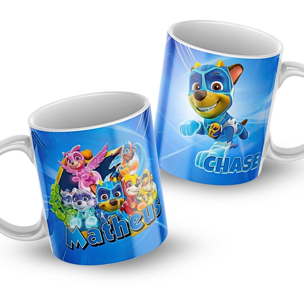 Caneca Infantil Menina Menino Personalizado nome Plástico Escolar Presente Cachorro