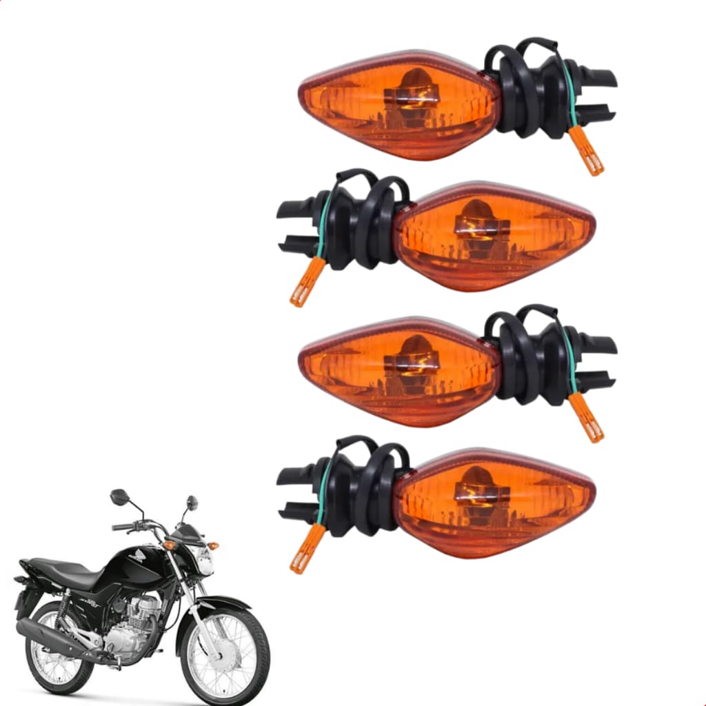 Pisca Seta Moto Para Honda Fan Titan 2014 Laranja Kit Com 4 Unidades