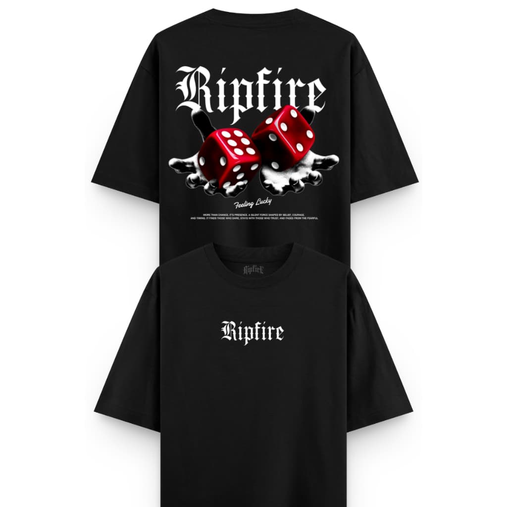 Camiseta Oversized Streetwear Unissex Feeling Lucky Dado X Ripfire 100% Algodão