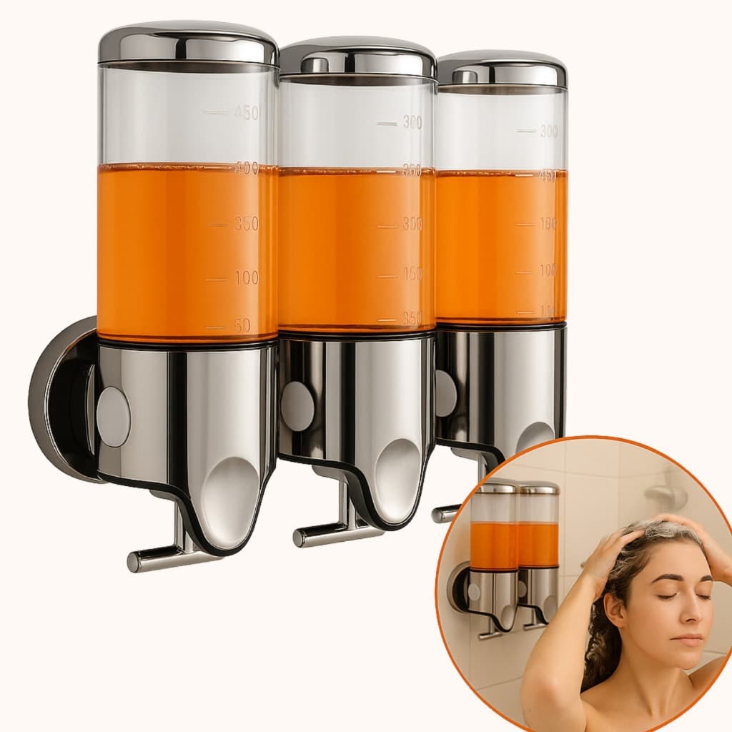 Porta Shampoo e Condicionador de Parede Banheiro Organizado 500ml Sabonete Alcool ideal p/ Comércio