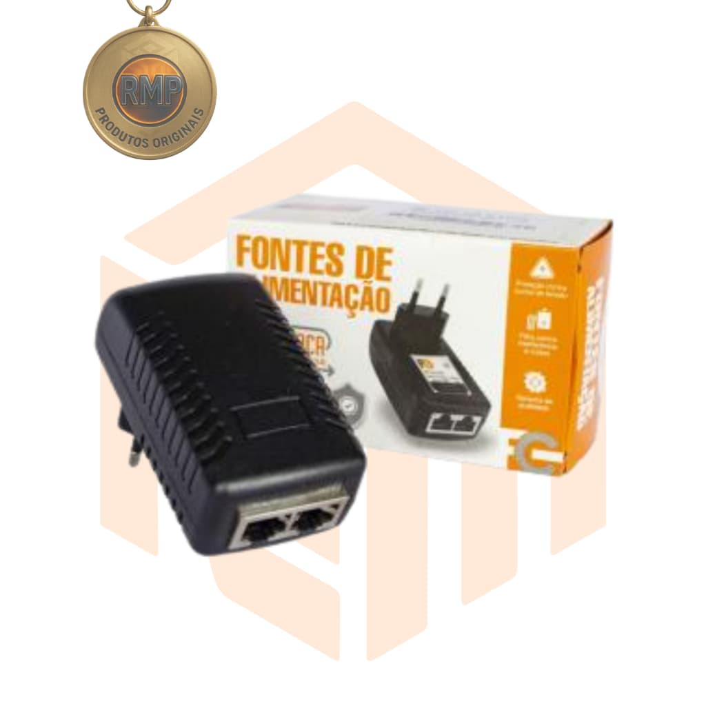 FONTE ADAPTADORA POE COMPACTA TELEFONE INTERNET LAN 48V 0,5A