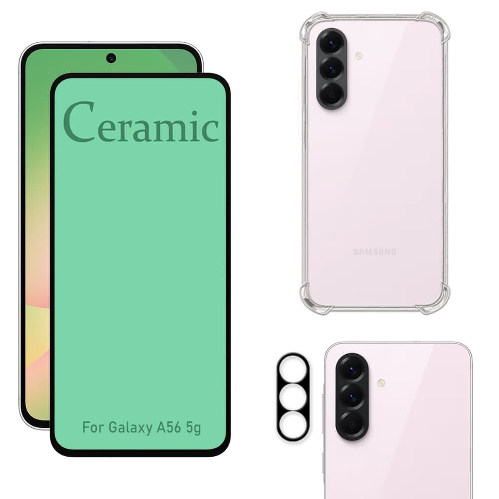 Kit Para Galaxy A56 5G | Película de Cerâmica - Capa Anti Shock - Película da Câmera 3D