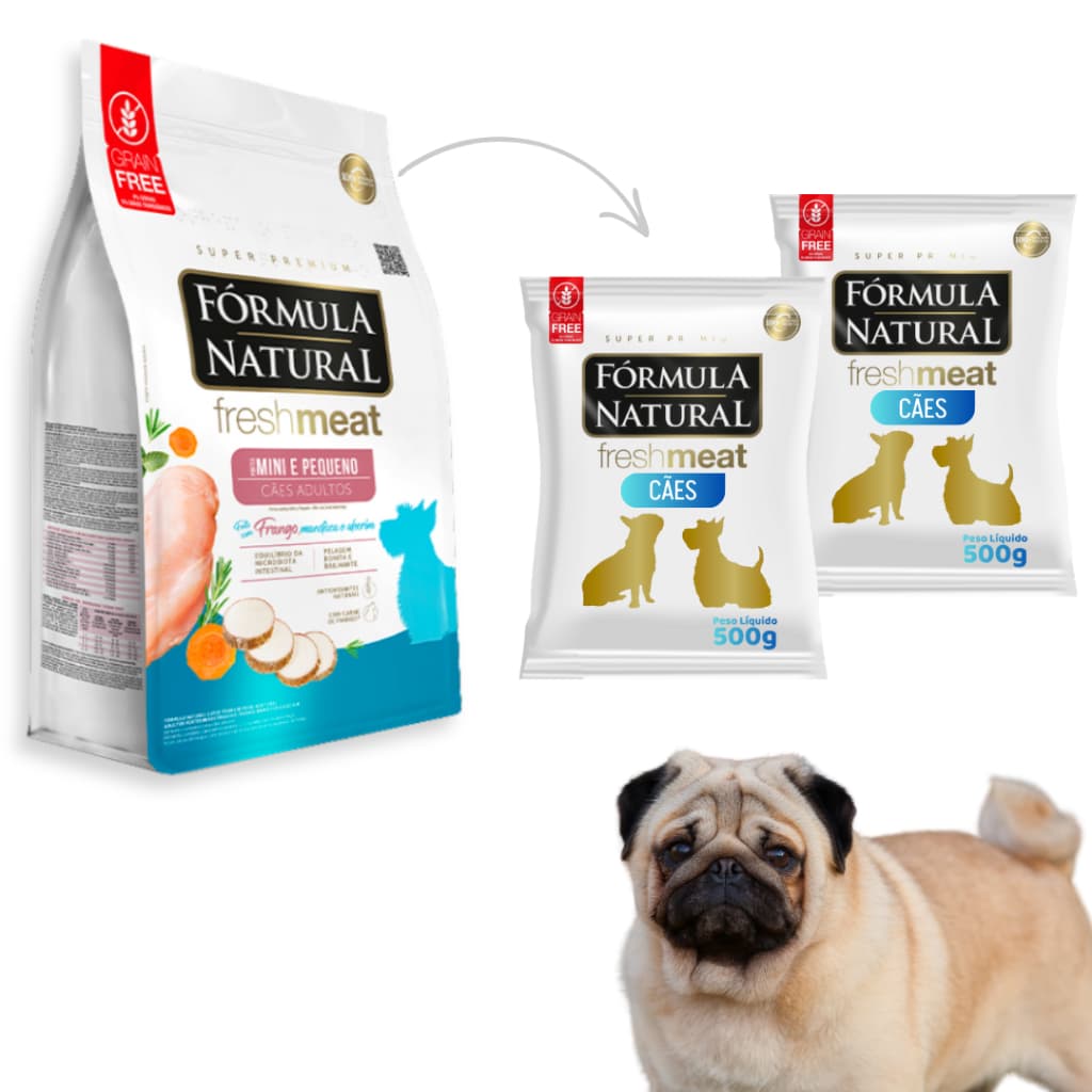 Kit Com 2 Rações Formula Natural Fresh Meat Para Cães Adultos Raças Mini Pequenas Sabor Frango 500g