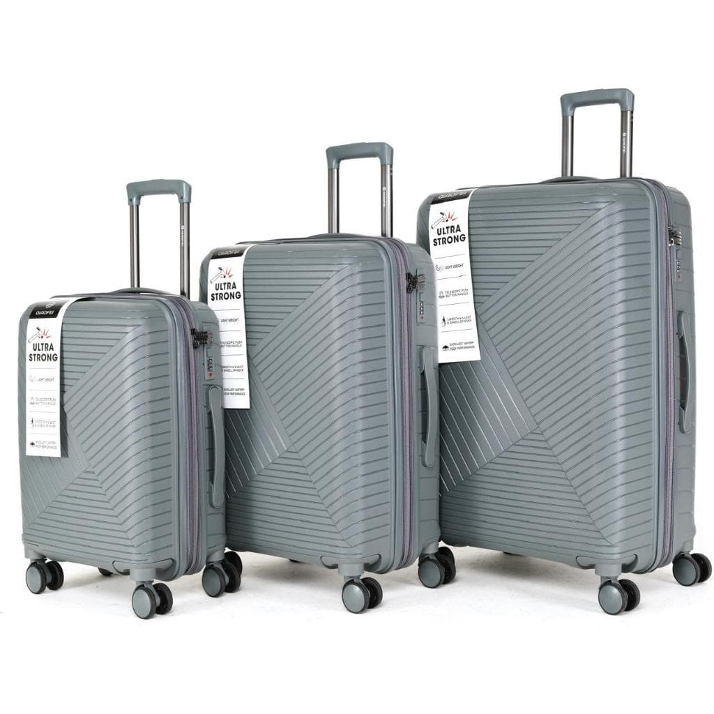 Kit Conjunto 3 Malas De Viagem Polipropileno Reforçado Resistente Zíper Duplo Antifurto