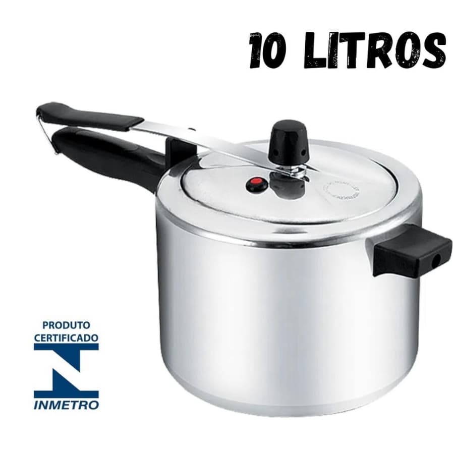 Panela De Pressão 10 Litros Com Ótima Pressao Capacidade 10L Certificada Pelo Inmetro Polida