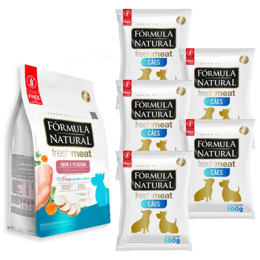Combo Rações Super Premium Formula Natural Fresh Meat Para Cães Adultos Raças Mini e Pequenas 500g