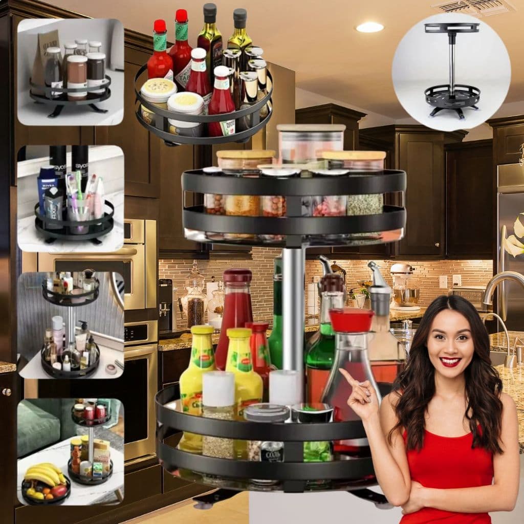 Organizador Giratório 360° Maquiagem Multiuso Cozinha Banheiro com Ventosas Antiderrapante 2 Andares