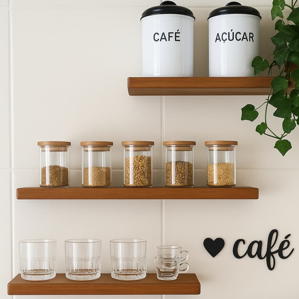 Prateleira Madeira Pinus com Suporte Invisível Cor Imbuia ou Natural 60 50 40 30 quarto sala cozinha