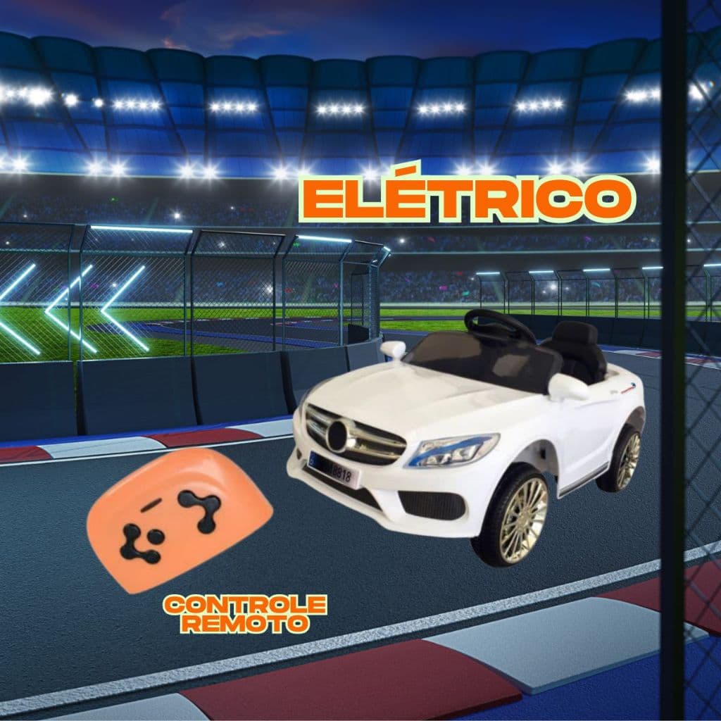 Mini Carro Carrinho Elétrico De Passeio Infantil Branco 6v Motorizado Luz E Som Controle Remoto Com Buzina