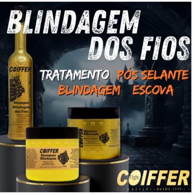 Kit Coiffer Blindagem dos Fios 3 Produtos: Reconstrução Pós-Química/Selante  Cabelos Lisos e Sedosos