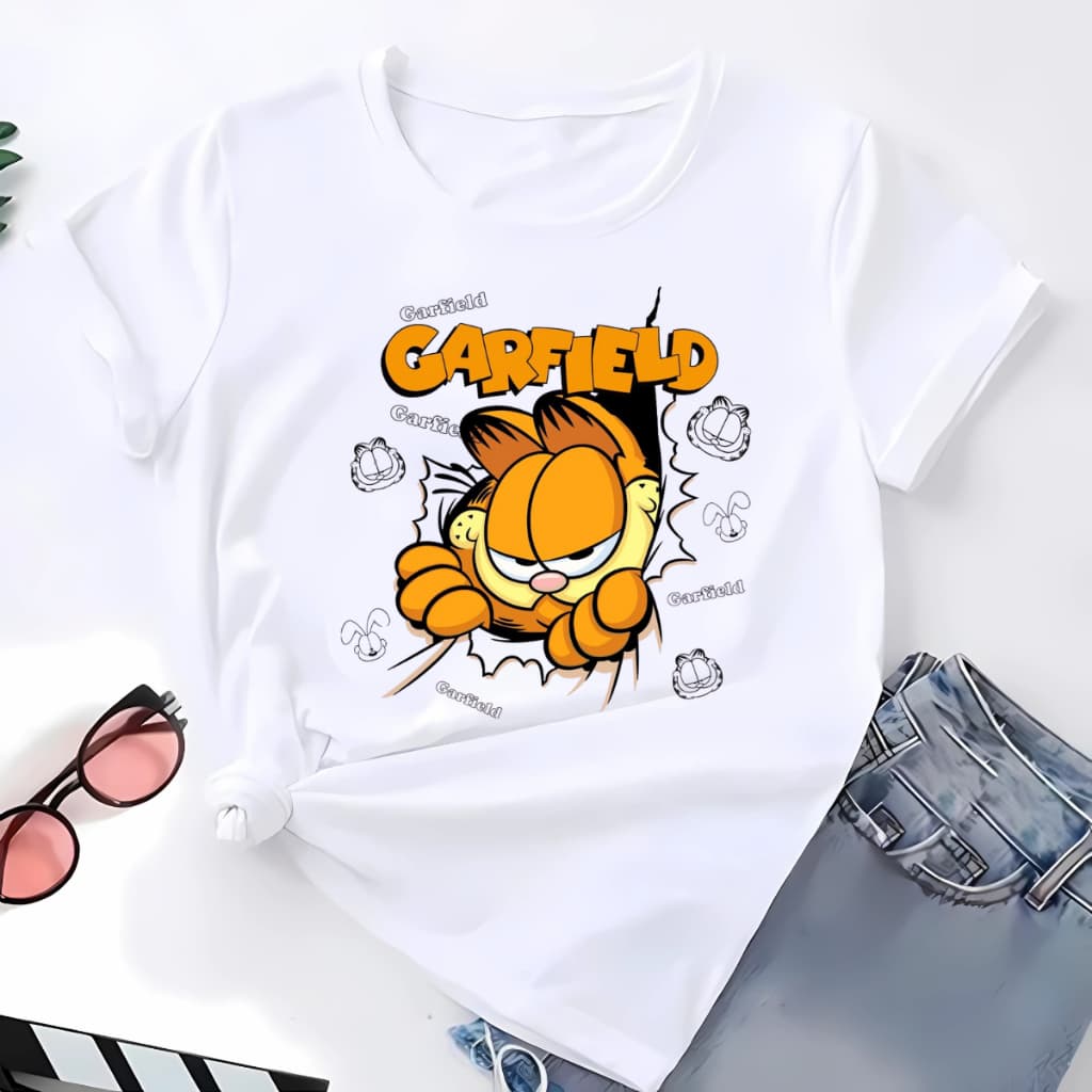 BlusaT-shirt Linda 100% Algodao Camiseta Feminina Garfild Desenho Camisa Premium