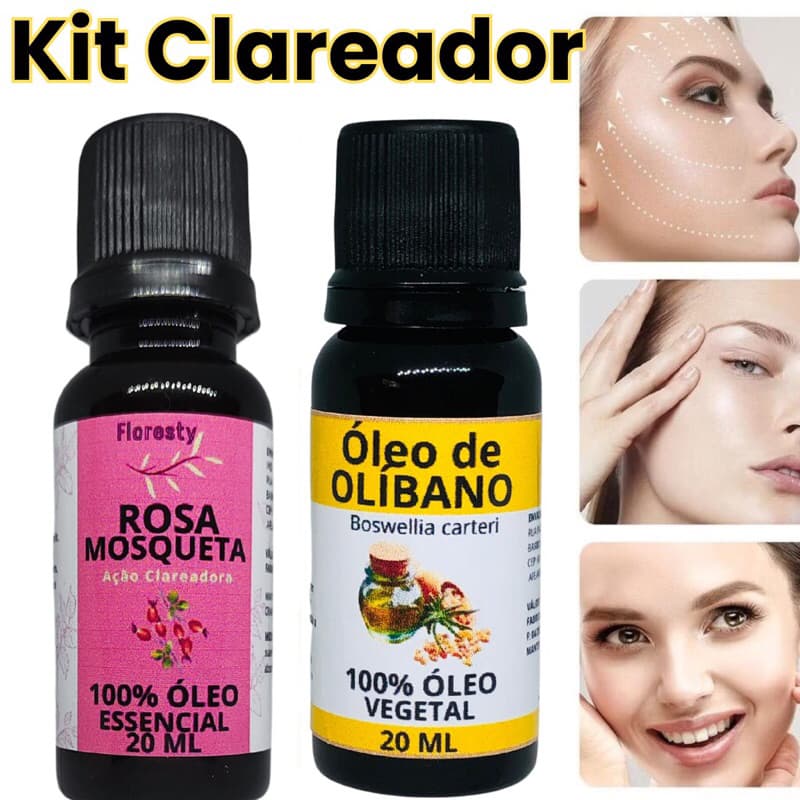 Óleos essenciais Olíbano + Rosa Mosqueta Puro kit Óleos essenciais - Massagem, Difusor, Clareador Pele