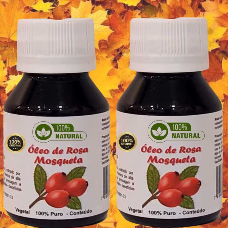 2x Un Óleo de Rosa Mosqueta 100% Puro Vegetal 100 Ml / anti-rugas e Sinais / Cicatrizante De Estrias e Melasma