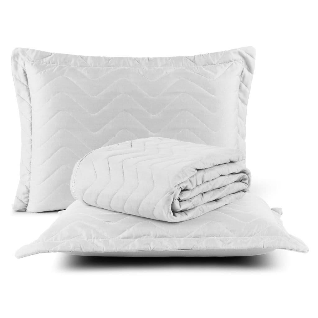 Colcha Cobre Leito Casal Padrao 3 Peças Luxo Branco