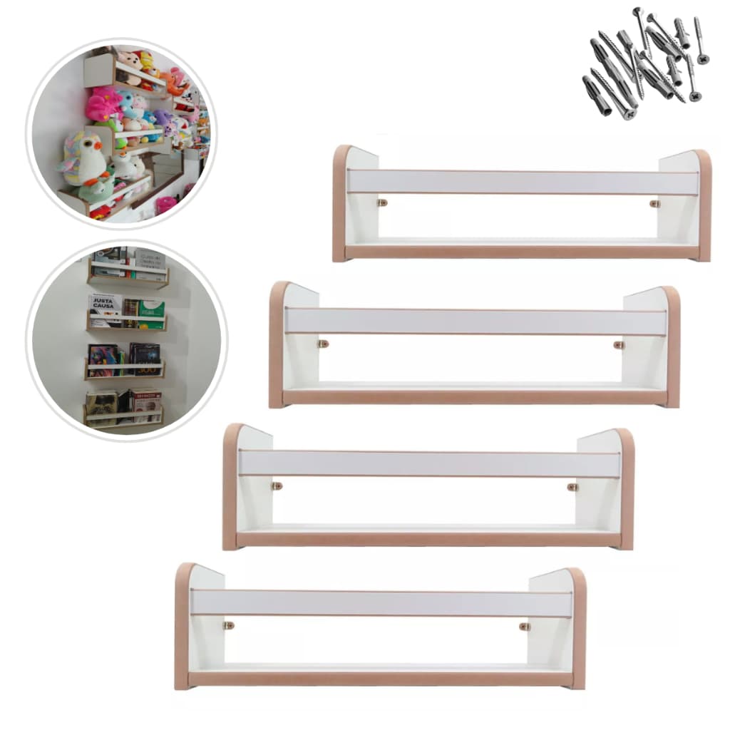 Kit 4 Prateleira Suspensa Cor Branca