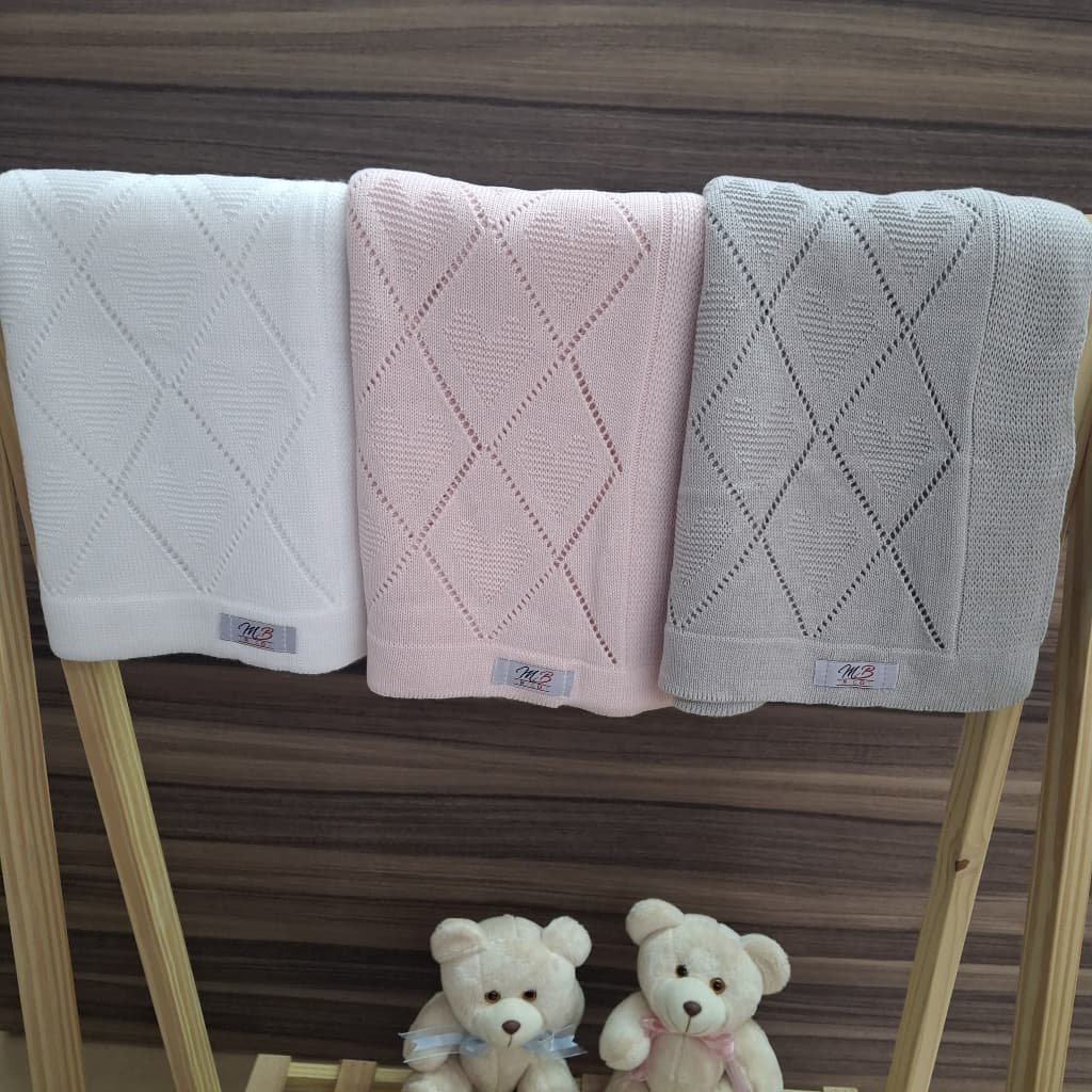 Manta Bebê Tricot Maternidade Coração
