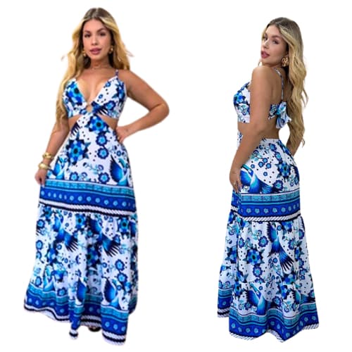 Vestido Longo Feminino Moda Evangelica Vestido Casual Para festas y praia Tecido Crepininho