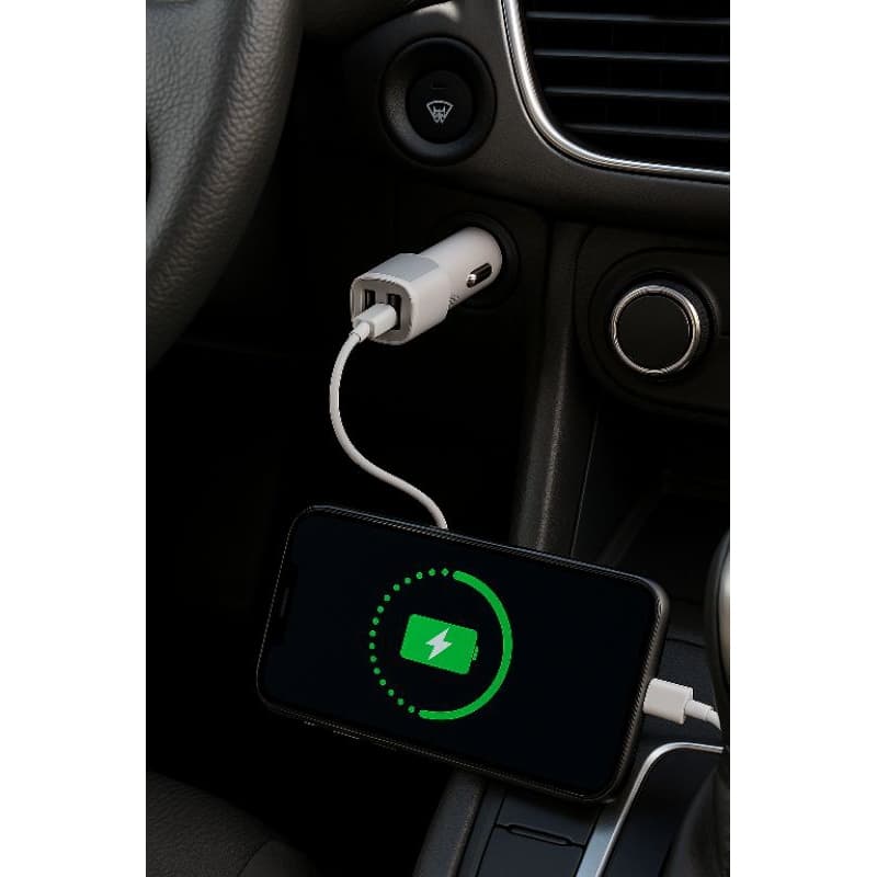 Carregador veicular PMCELL CV-21 2 USB 2.4A rápido 12V 24V | carregador de carro universal turbo